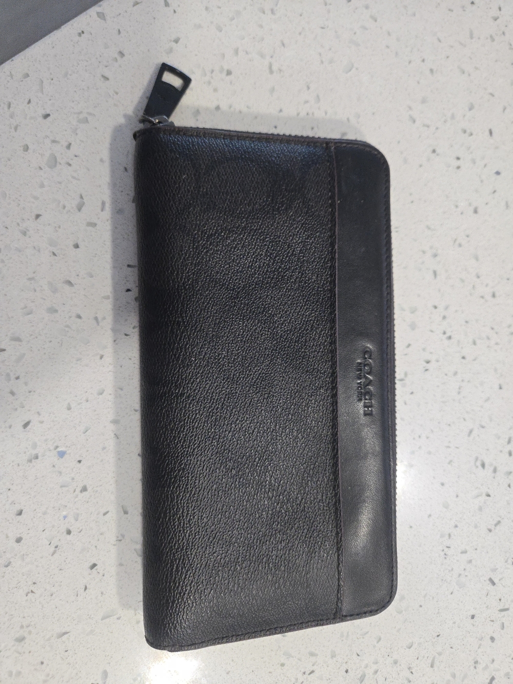 Coach Black Leather Zip Around Wallet